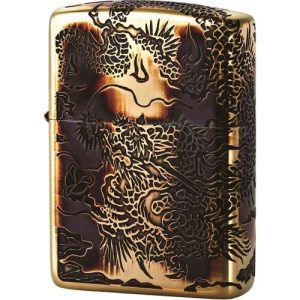 Zippo Dragon-lighter i brent gull